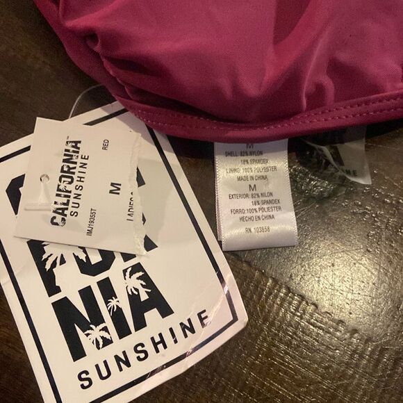 California Sunshine Magenta Bikini Set Top- M Bottom- Small Gold hardware - Picture 7 of 7